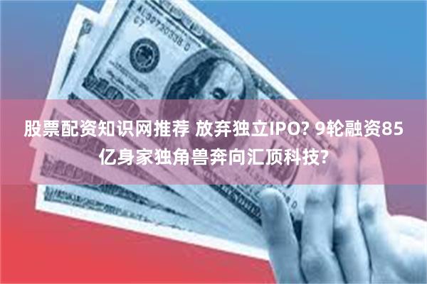 股票配资知识网推荐 放弃独立IPO? 9轮融资85亿身家独角兽奔向汇顶科技?