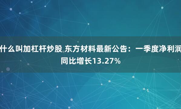 什么叫加杠杆炒股 东方材料最新公告：一季度净利润同比增长13.27%