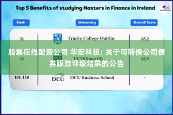 股票在线配资公司 华宏科技: 关于可转换公司债券跟踪评级结果的公告