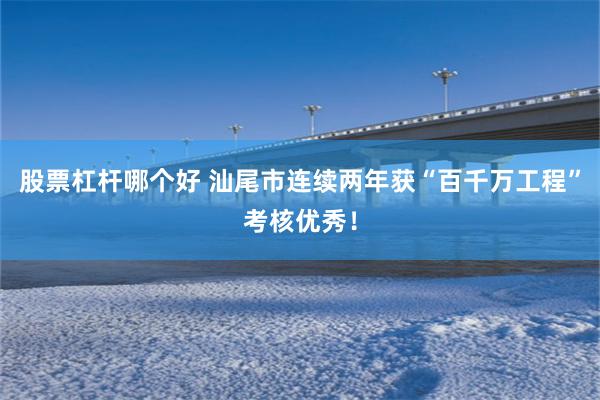 股票杠杆哪个好 汕尾市连续两年获“百千万工程”考核优秀！
