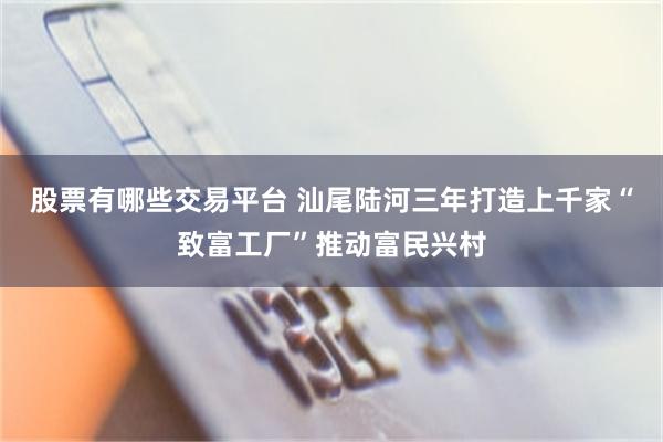 股票有哪些交易平台 汕尾陆河三年打造上千家“致富工厂”推动富民兴村