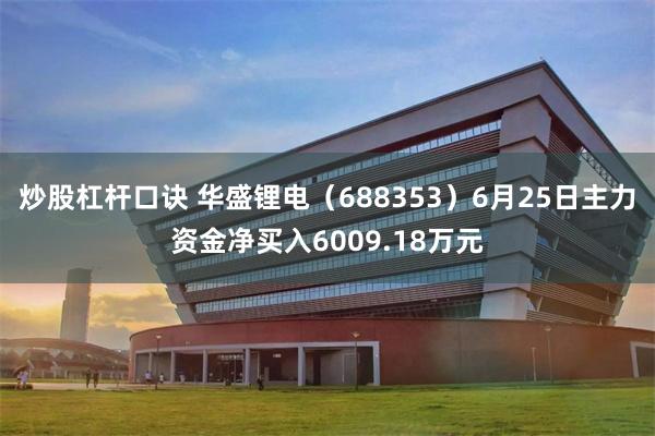 炒股杠杆口诀 华盛锂电（688353）6月25日主力资金净买入6009.18万元