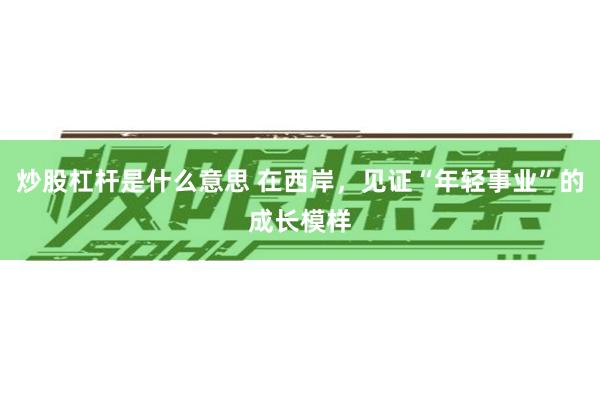 炒股杠杆是什么意思 在西岸，见证“年轻事业”的成长模样