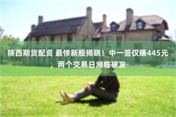 陕西期货配资 最惨新股揭晓!中一签仅赚445元,两个交易日濒临破发