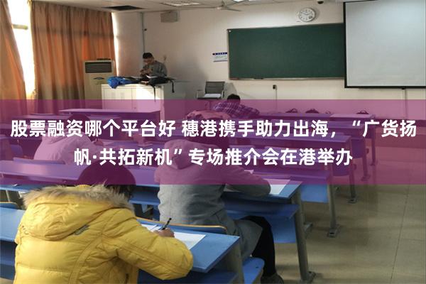 股票融资哪个平台好 穗港携手助力出海，“广货扬帆·共拓新机”专场推介会在港举办